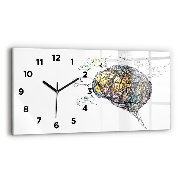 Glass wall clock rectangular Artistic representation of the brain
