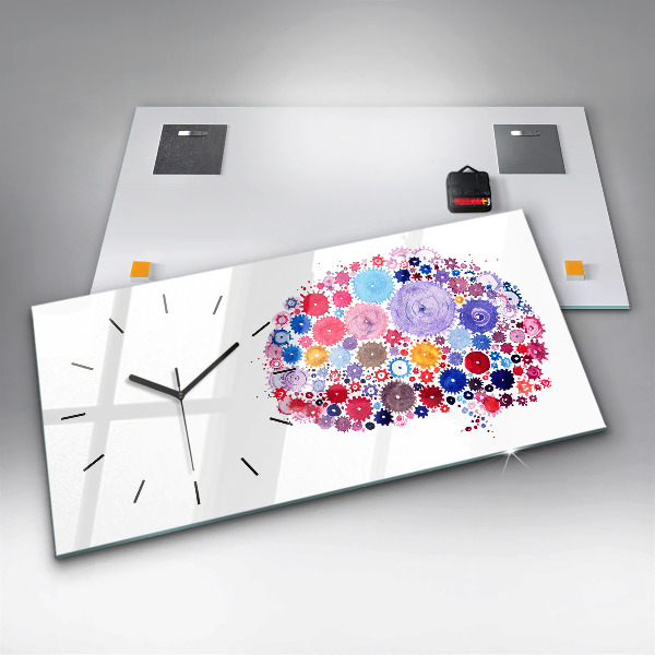 Glass wall clock rectangular Colorful Abstract Illustration