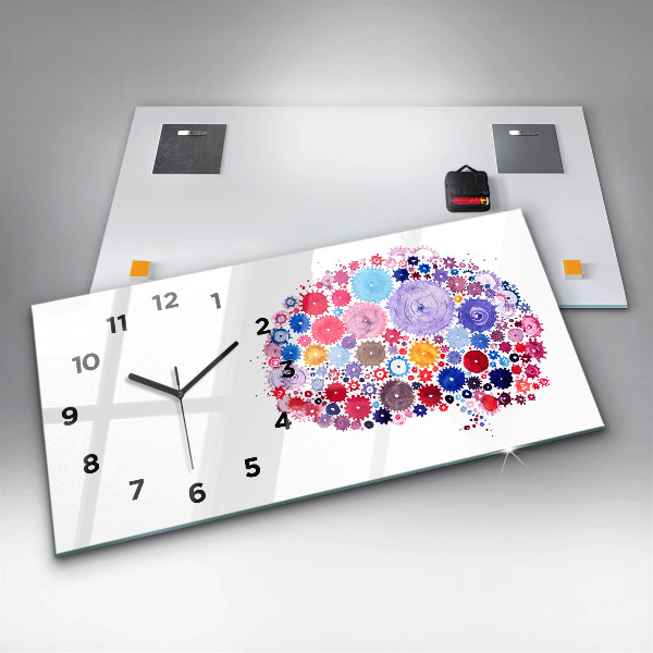 Glass wall clock rectangular Colorful Abstract Illustration