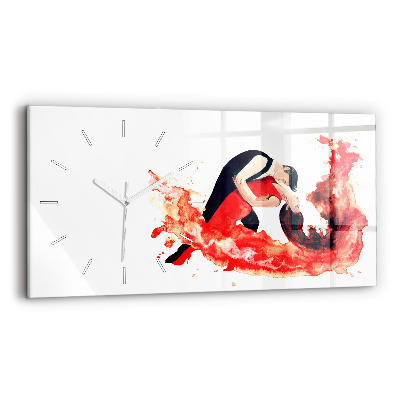Glass wall clock rectangular A sensual tango full of emotions