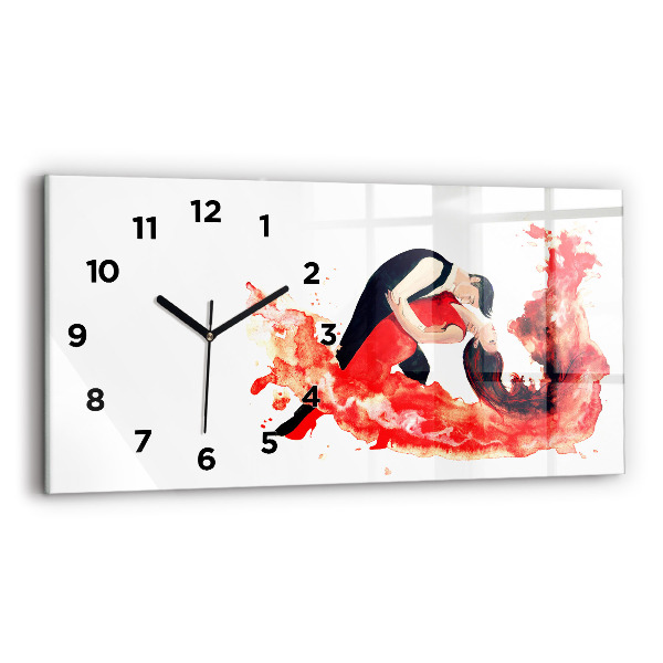 Glass wall clock rectangular A sensual tango full of emotions