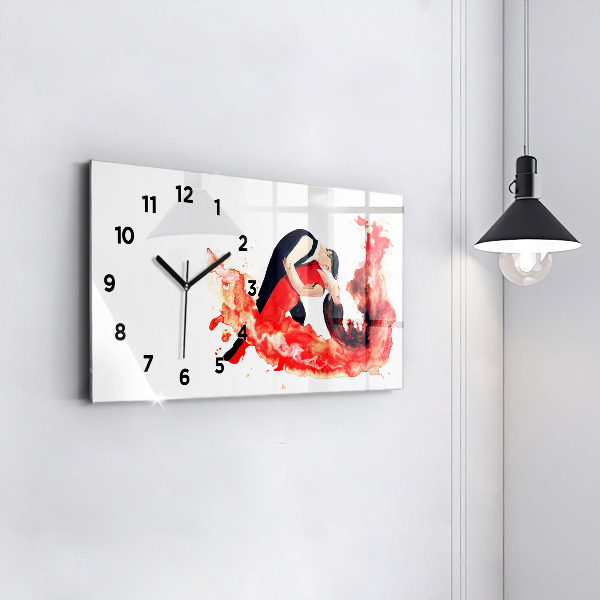 Glass wall clock rectangular A sensual tango full of emotions
