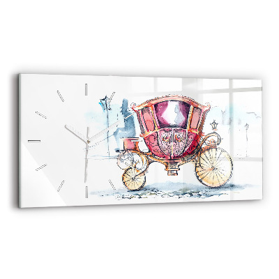 Glass wall clock rectangular The Queen's Ancient Carriage