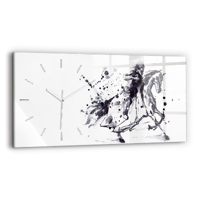 Glass wall clock rectangular Knight on horseback