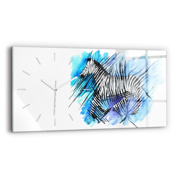 Glass wall clock rectangular Painted Zebra