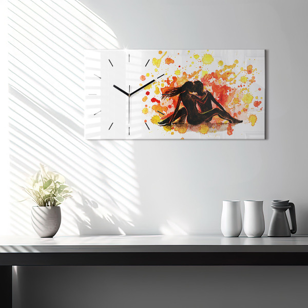 Glass wall clock rectangular Love and a couple in love