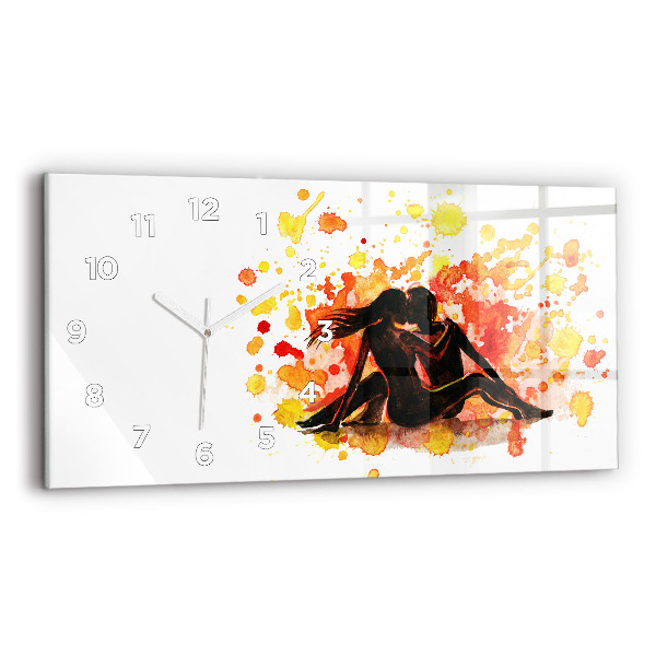 Glass wall clock rectangular Love and a couple in love