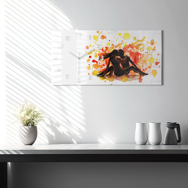 Glass wall clock rectangular Love and a couple in love
