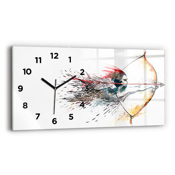 Glass wall clock rectangular A warrior on the hunt