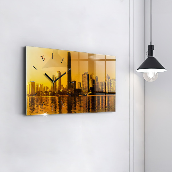 Glass wall clock rectangular Zhujiang River China