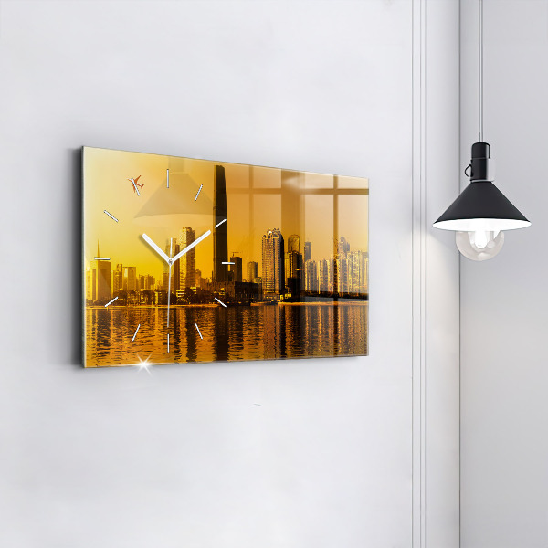 Glass wall clock rectangular Zhujiang River China