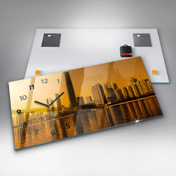 Glass wall clock rectangular Zhujiang River China