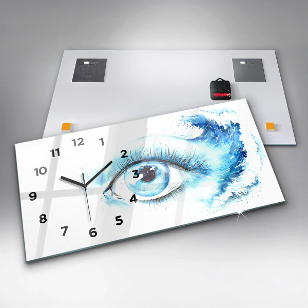 Glass wall clock rectangular Sea Eye