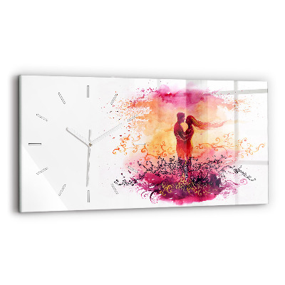Glass wall clock rectangular Watercolor couple in love