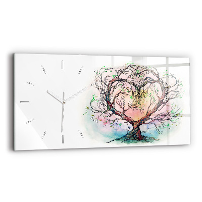 Glass wall clock rectangular Tree the heart of nature