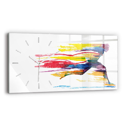 Glass wall clock rectangular Runner illustration