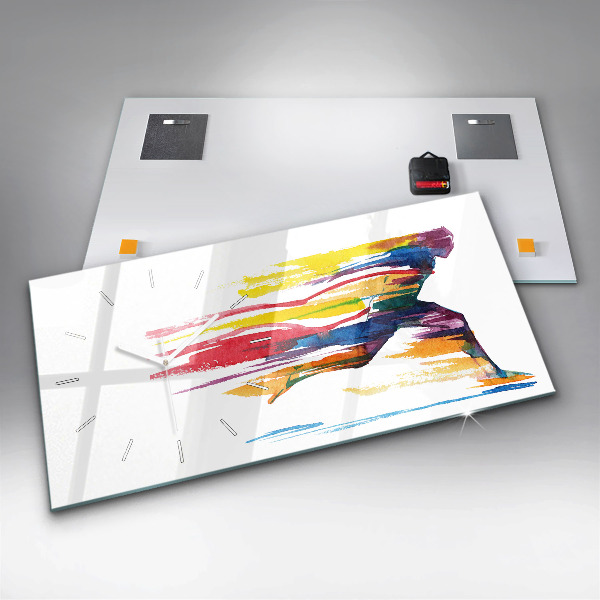 Glass wall clock rectangular Runner illustration