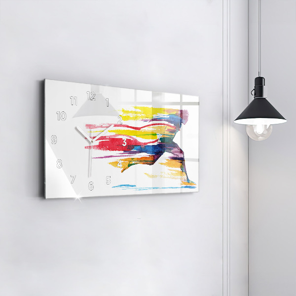 Glass wall clock rectangular Runner illustration