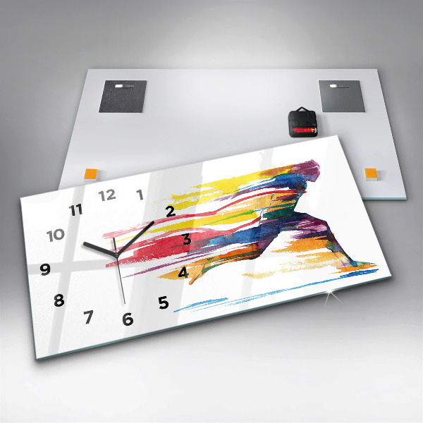 Glass wall clock rectangular Runner illustration