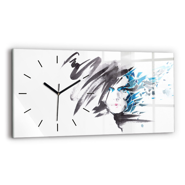 Glass wall clock rectangular Abstract Woman's Face