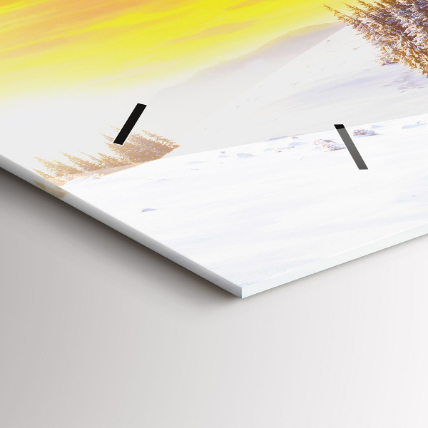 Glass wall clock rectangular Winter Mountain Landscape