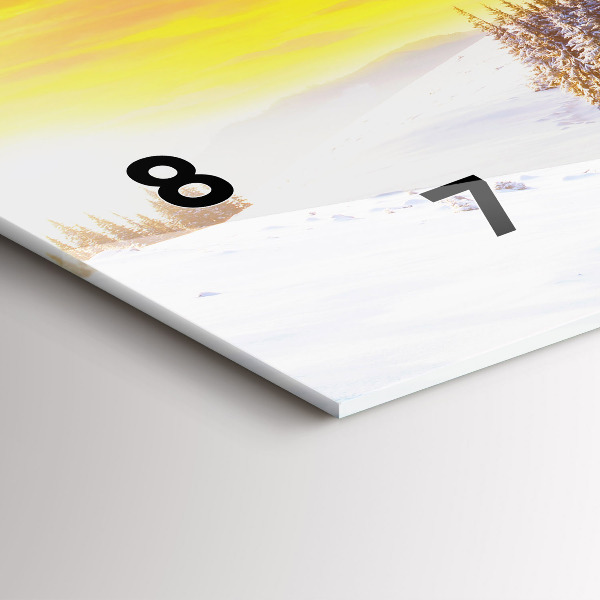Glass wall clock rectangular Winter Mountain Landscape