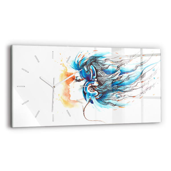 Glass wall clock rectangular Illustration of a handset
