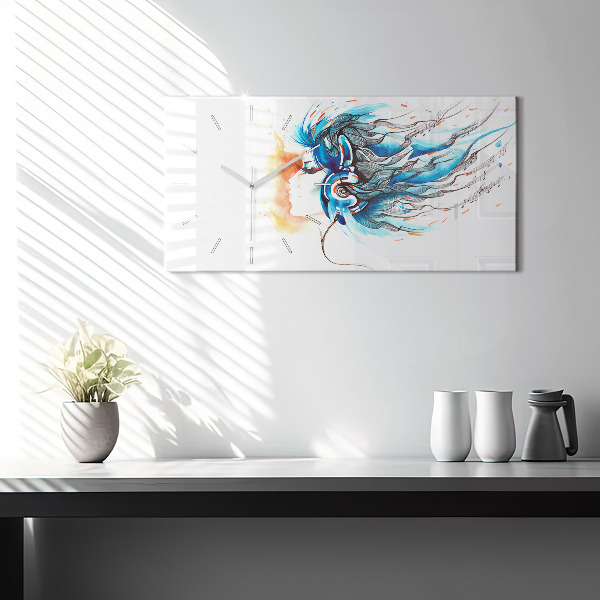 Glass wall clock rectangular Illustration of a handset