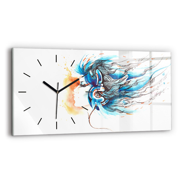 Glass wall clock rectangular Illustration of a handset