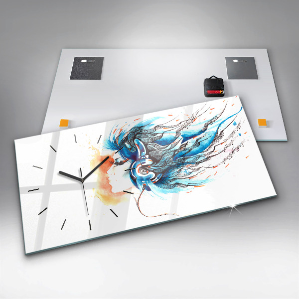 Glass wall clock rectangular Illustration of a handset