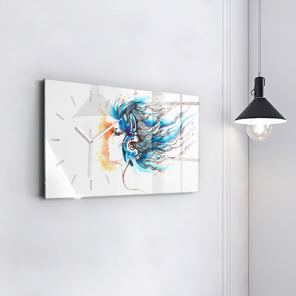 Glass wall clock rectangular Illustration of a handset