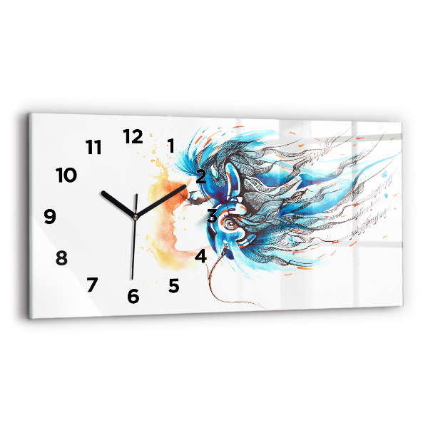 Glass wall clock rectangular Illustration of a handset