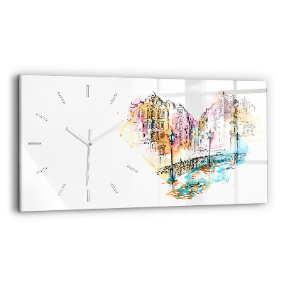 Glass wall clock rectangular Painted Architecture