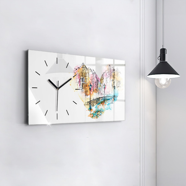 Glass wall clock rectangular Painted Architecture