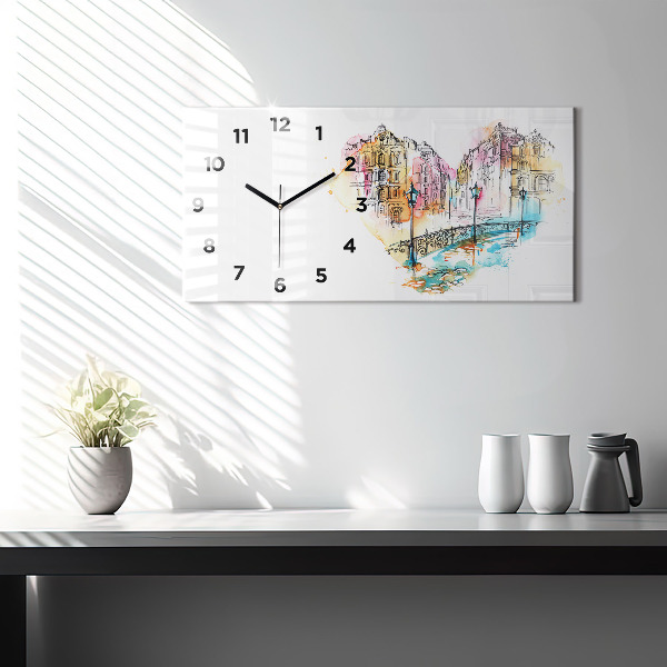 Glass wall clock rectangular Painted Architecture