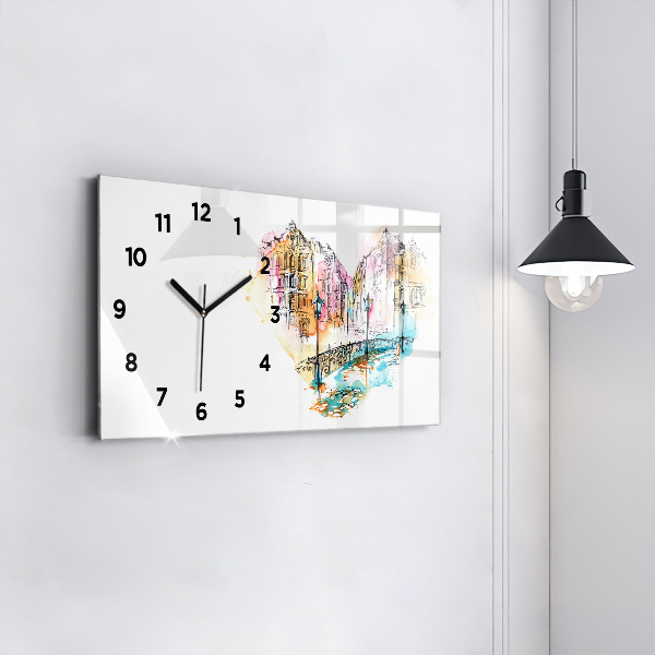 Glass wall clock rectangular Painted Architecture