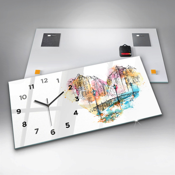 Glass wall clock rectangular Painted Architecture