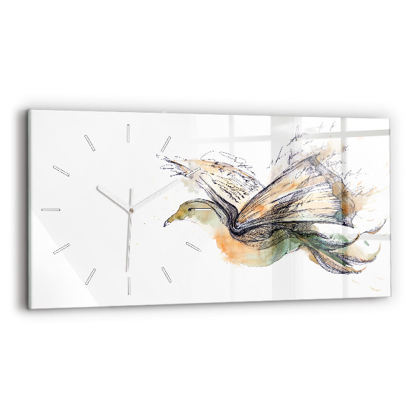 Glass wall clock rectangular Bird Book