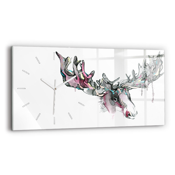 Glass wall clock rectangular Moose abstract