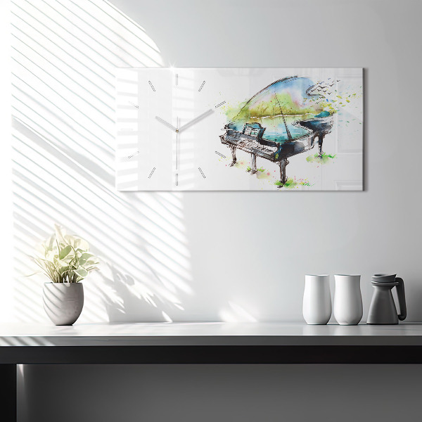 Glass wall clock rectangular Illustration 4 Seasons