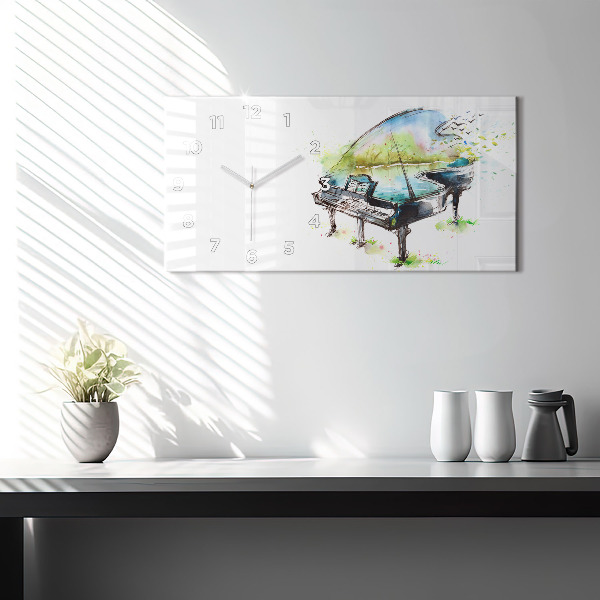 Glass wall clock rectangular Illustration 4 Seasons