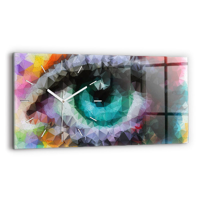 Glass wall clock rectangular Colorful human eye
