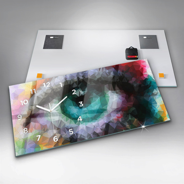 Glass wall clock rectangular Colorful human eye