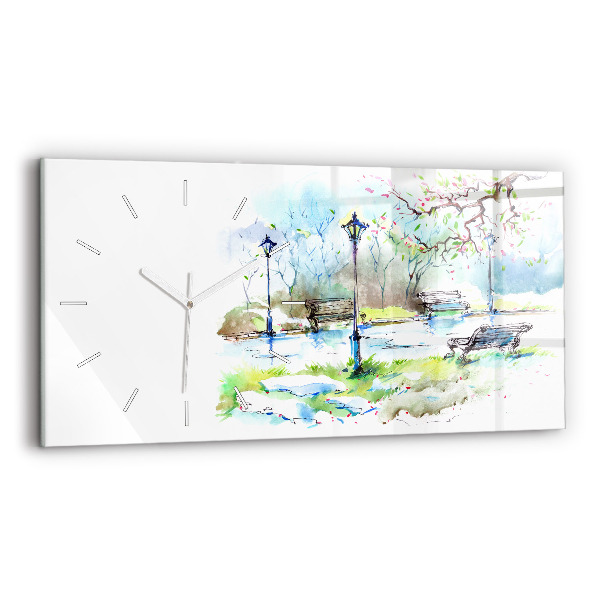 Glass wall clock rectangular Picturesque spring