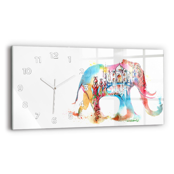 Glass wall clock rectangular Indian Culture