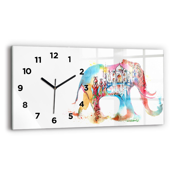Glass wall clock rectangular Indian Culture