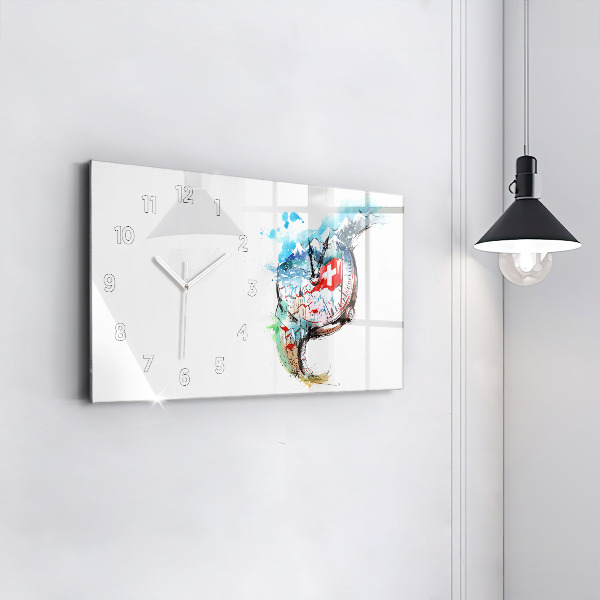 Glass wall clock rectangular Swiss watch