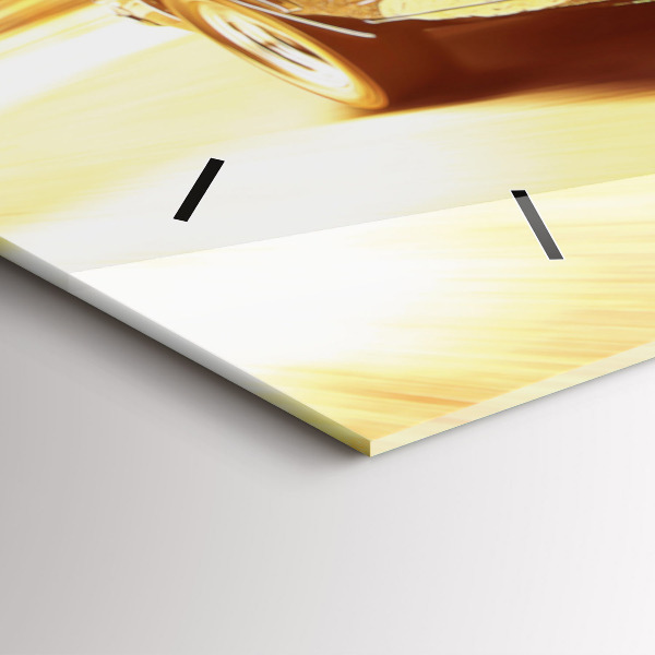 Glass wall clock rectangular Classic old car