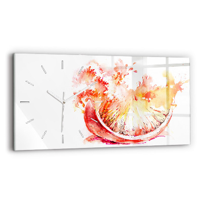 Glass wall clock rectangular Painted orange