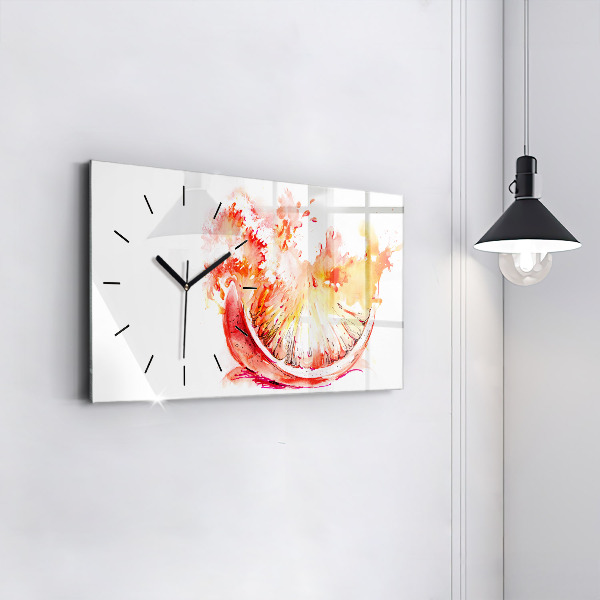 Glass wall clock rectangular Painted orange